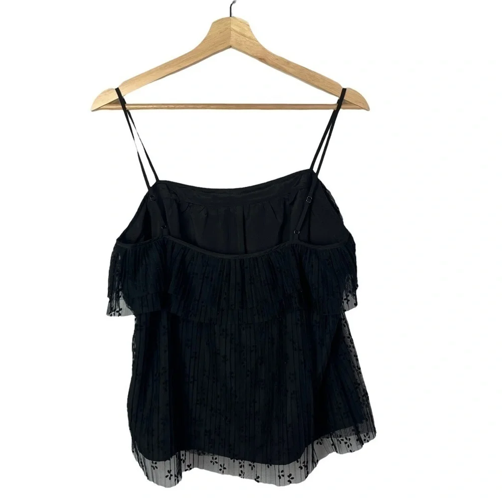 J. Crew Black Fluttery Lace‎ Tulle Layered Cami Tank Top M